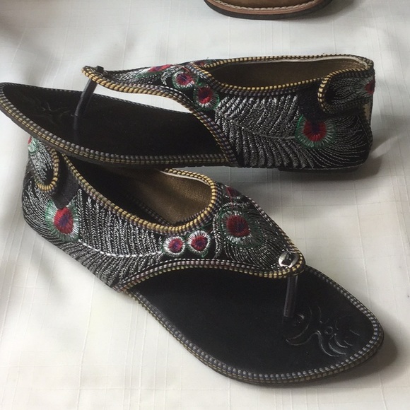 peacocks black sandals